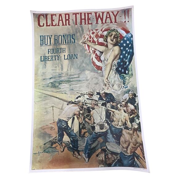 WWI Clear The Way Liberty Loan Poster Reproduction 1984 Time Inc - Picture 1 of 4
